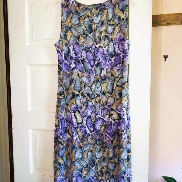 Effortless Style by Citiknits Gray/Purple Snake Sleeveless Pullover Dress M - Picture 2 of 5